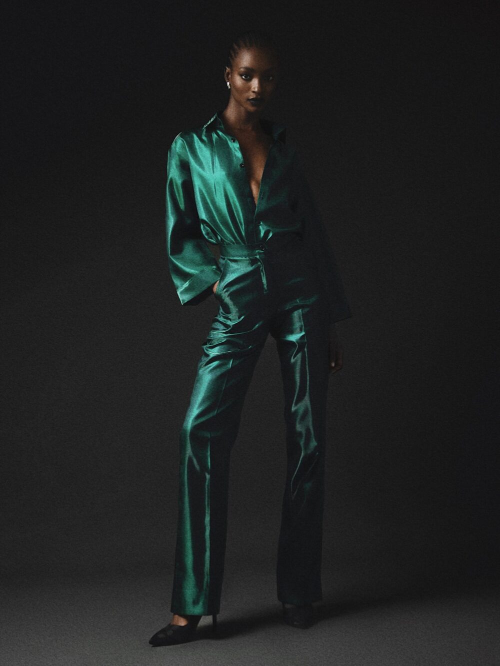 GREEN LIQUID SILK SET