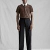 BROWN RIBBED TOP