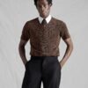 BROWN RIBBED TOP