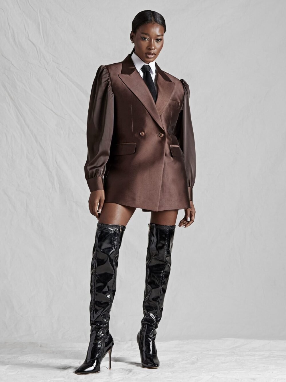 BROWN DETAILED SILK JACKET