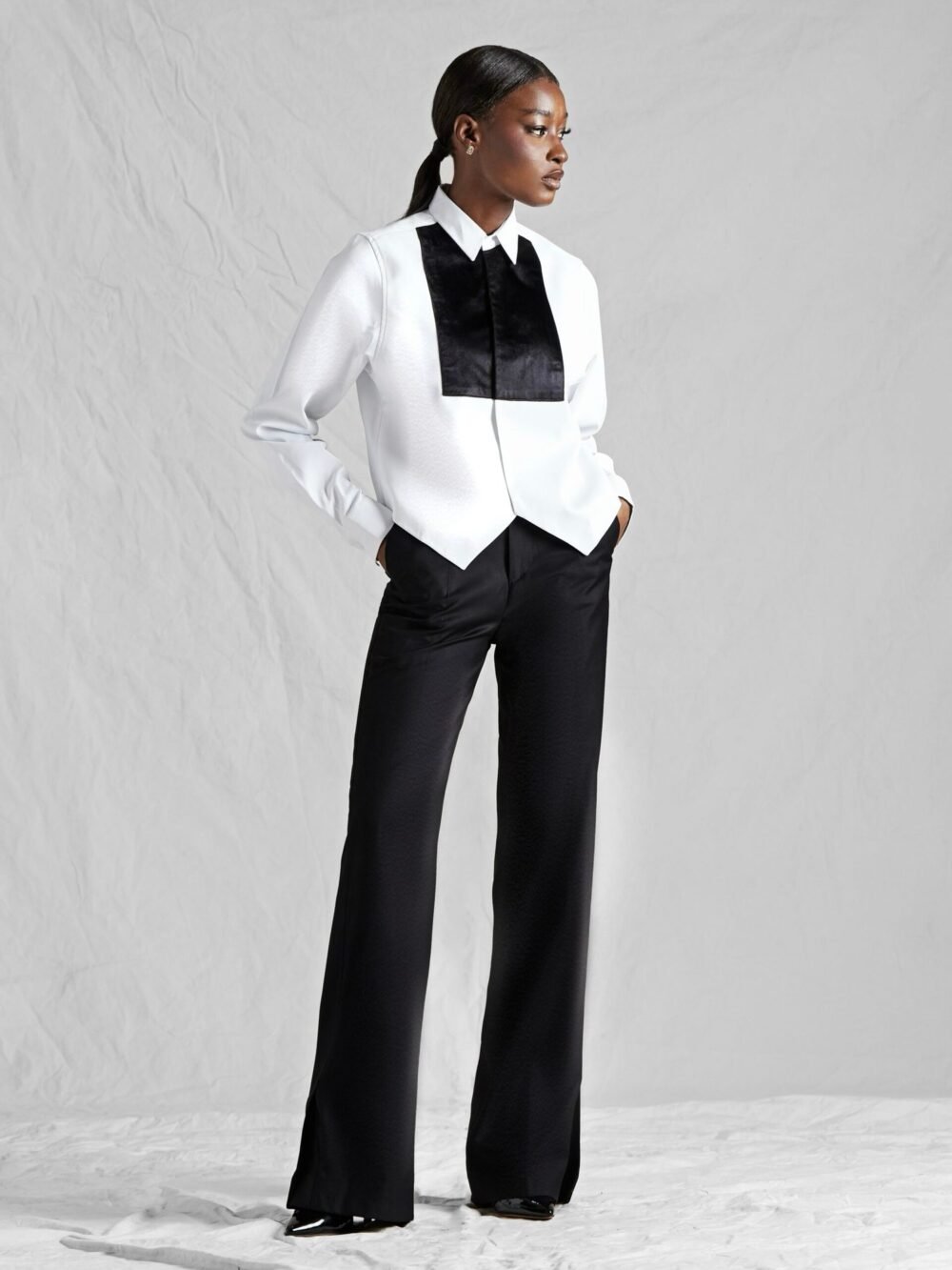 WHITE DETAILED DRESS SHIRT SET